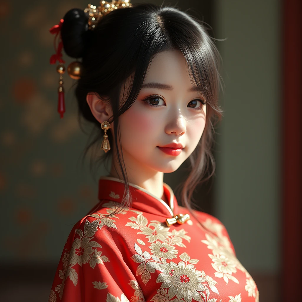China dress,Short Hair,29-year-old,Ultra-realistic photos,