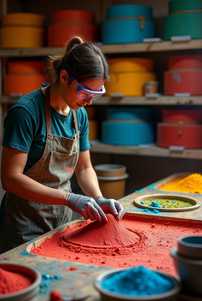 The mine is produced by mixing color pigments with clay and other binders. This mixture is molded into thin cylinders and subjected to a drying and hardening process in special ovens.