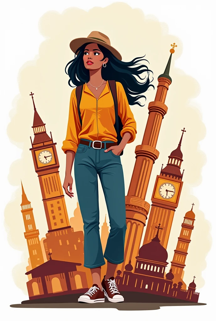 Wall art showing womens freedom of exploring the world 2d art 1 color