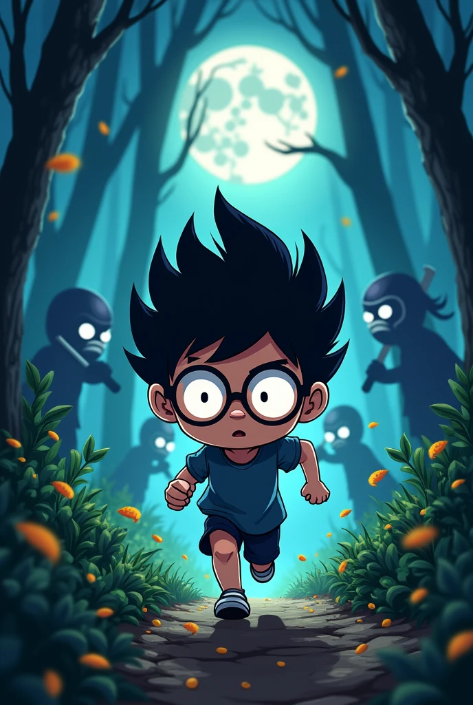 Little Anime Karlson from the game Dead by Daylight running away from the killers
