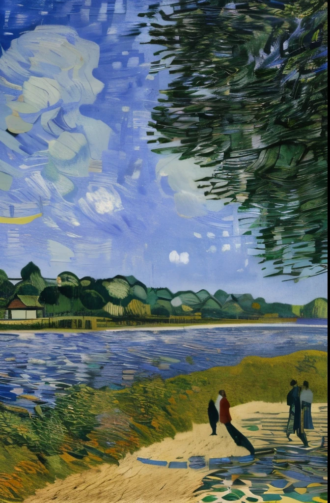 Van Gogh,oil, Pointillism, Beaufort-en-Vallée near the Loire River