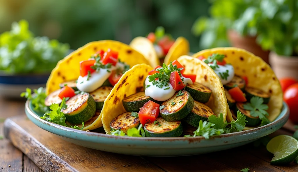 Zucchini Tacos with Yogurt Sauce