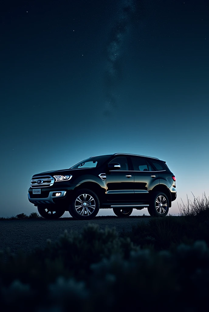 Ford endeavour black car background hill space dark mode