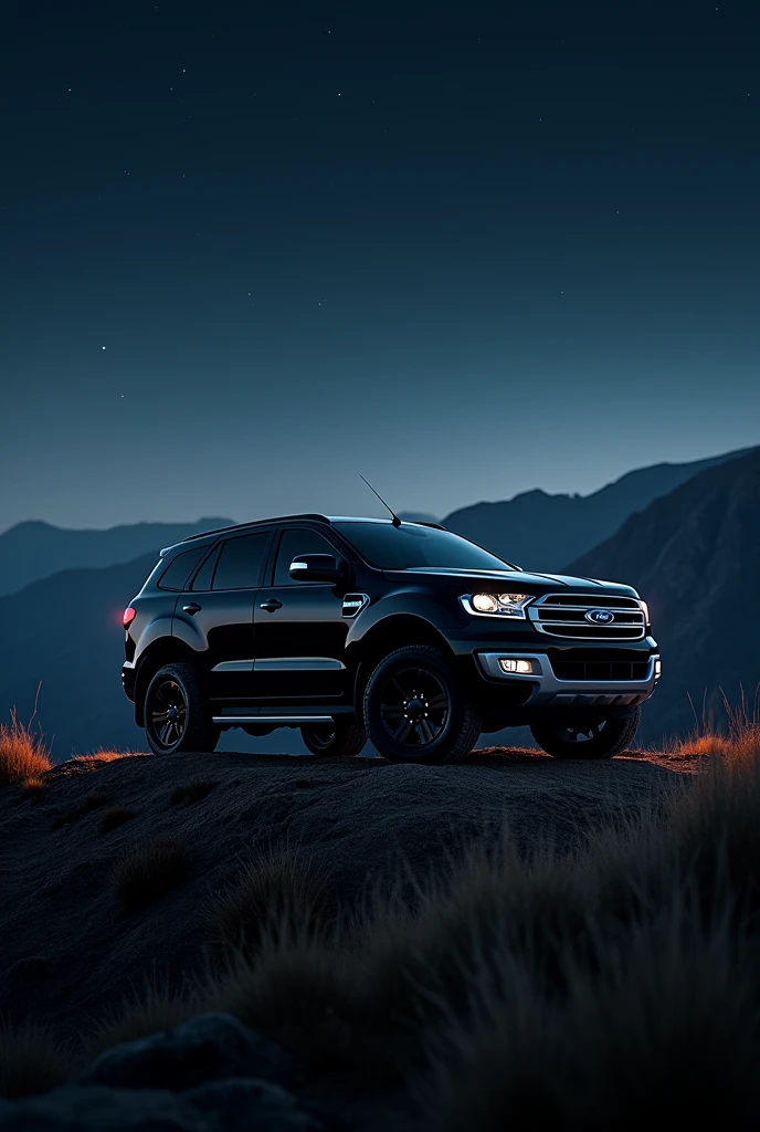 Ford endeavour black car background hill space dark mode turn off head light