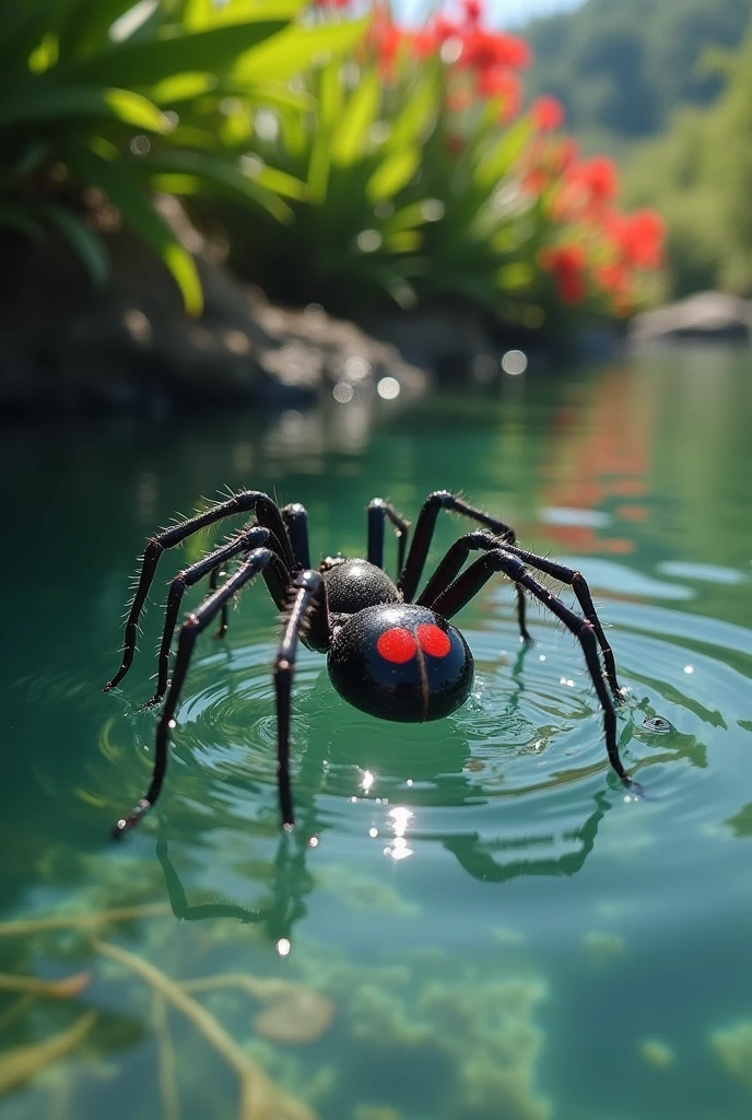 Black widow faint in water