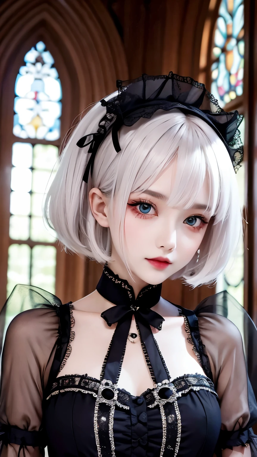 Please draw a super beautiful girl with short white bob hair wearing a gothic lolita outfit.。She exudes an elegant and dark vibe.、She exudes a unique beauty in Gothic Lolita fashion.。Her white hair is tied up in a neat short bob.、It highlights her individuality and sophisticated beauty.。
Her gothic lolita outfits are dark and luxurious in design.、It brings out her elegance and mysterious charm.。Lace and ribbon、Accents such as ruffles、It is a hallmark of her Gothic Lolita style.。Her pose is graceful、It expresses her deep worldview hidden inside her.。
Her eyes shine with mystery、Combined with her charming smile、It highlights her individuality and charm.。Her smile has a unique charm、She shows her confidence and sophisticated beauty in Gothic Lolita fashion.。Her appearance is美しく、Her presence stands out in the world of Gothic Lolita.。
This super beautiful girl with white short bob hair and gothic lolita style is、It has a unique charm and sophisticated beauty.。Her appearance is、Her presence and charm in the world of Gothic Lolita fashion are fused together.、It's a fascinating and mysterious sight.。