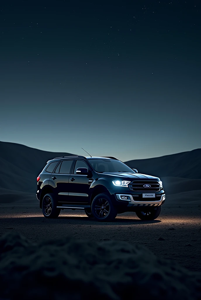 Ford endeavour black car background hill space dark mode no head light only indicator 