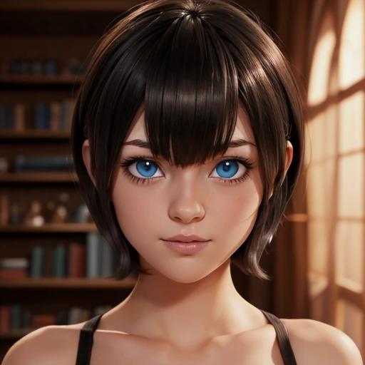 Nsfw, Cute girl blue eyes short hair with bangs, nswf,  highres 12k wallpaper retrato cuerpo completo 1.2 