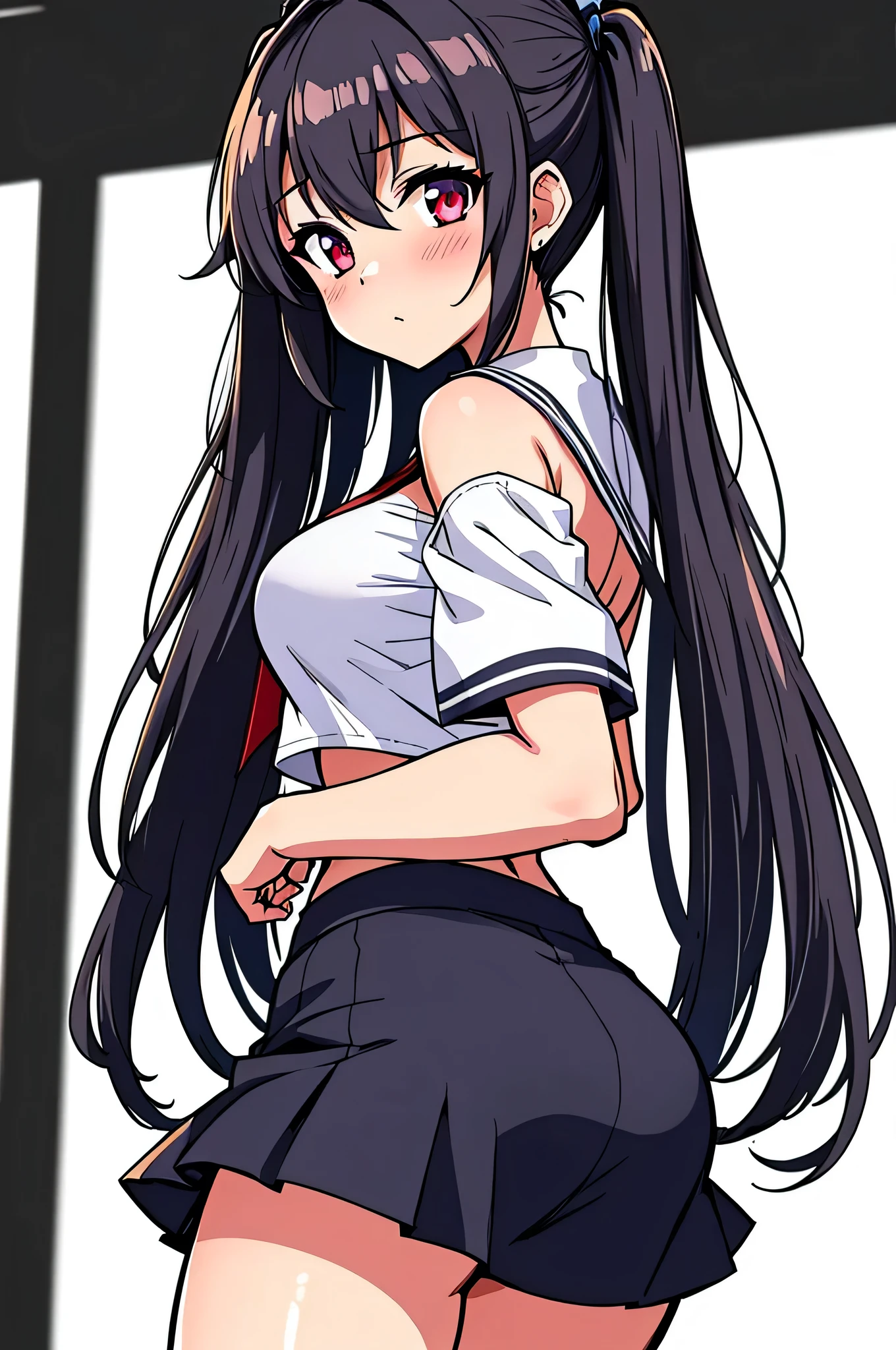masterpiece, best quality, HuTaoV4, 1girl view, solo, blush, twintails, long hair, hair between eyes, ((streetwear clothes)), city, outdoors, night, movie poster, extremely detailed, smooth, high resolution, ultra quality, cinematic lighting, ambient occlusion, all intricate details, anime, detailed faces, perfect composition, wide shot, atmospheric lighting, very sexy, lift skirt, random low back angle.