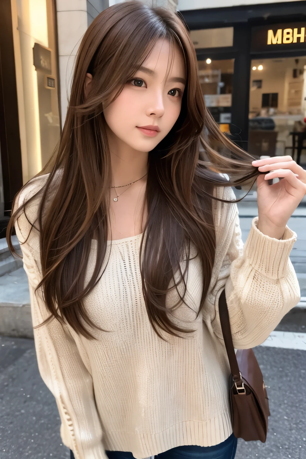 Surprise shot、Brown Hair、long hair、sexy、In town