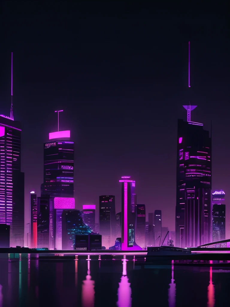 a purple and black poster with a city skyline in the background, 4 k hd wallpaper illustration, 4 k hd illustrative wallpaper, style of gta v artworks, masterpiece epic retrowave art, epic retrowave art, vaporwave city, retrowave art, gta loading screen art, gta art, cyberpunk landscape wallpaper, synthwave city, retrowave epic art
