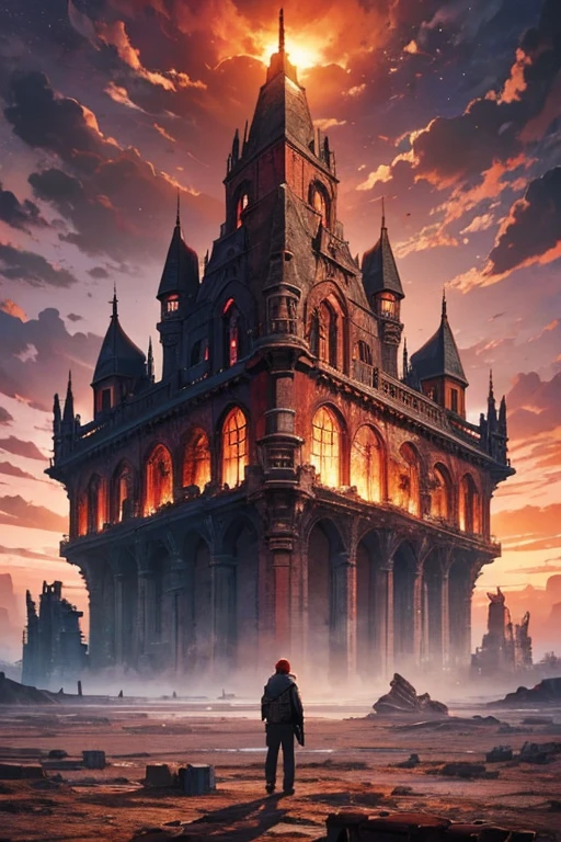 Highest quality、masterpiece、Desolate Earth、wreckage、Red Sky、Surrealism