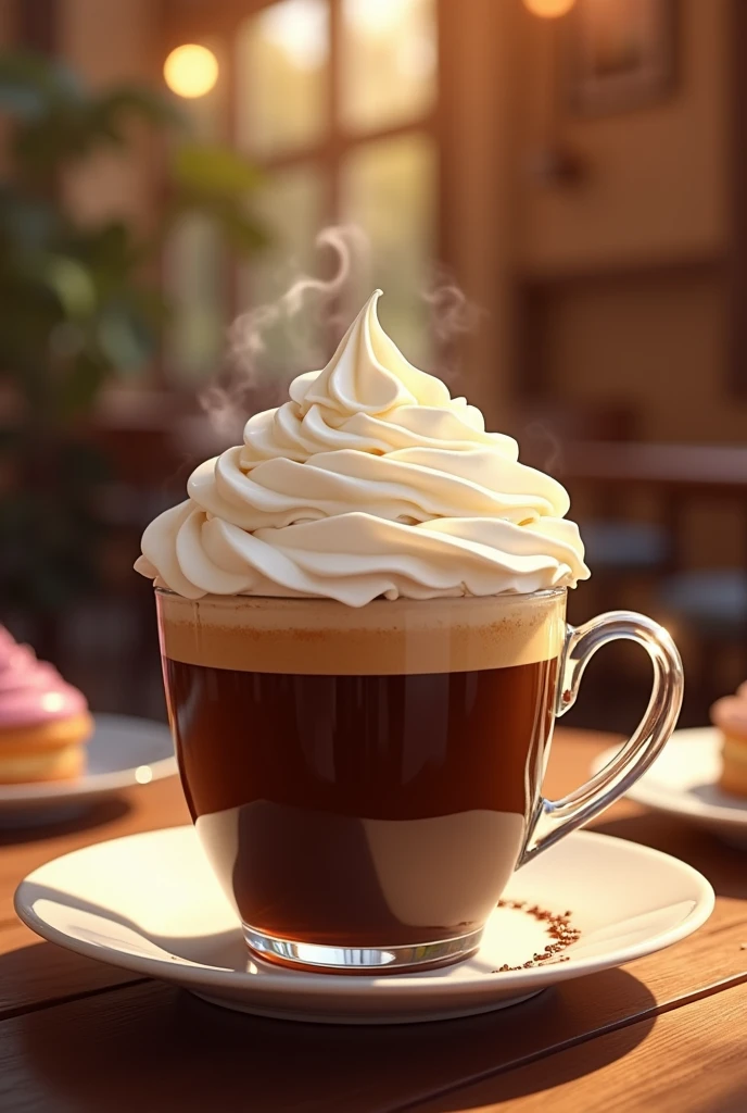 Coffee topped with lots of whipped cream