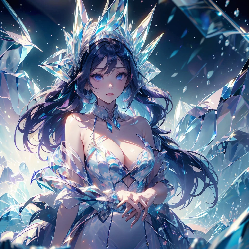 Masterpieces、It looks like it's coming out of the screen.、Magic Art、Trick Art、Cyan ulblackholetech、cute、Highest quality、Masterpiece、Official Art、Dynamic composition、Super detailed、Perfect Anatomy、Hunting Hat、Unique hairstyle、Unique clothing、Dynamic Colors、Creamy white and purple hair color、A beauty that could suck you in、crystallineAI、Scattered stained glass、Alluring、Suggestive expression、