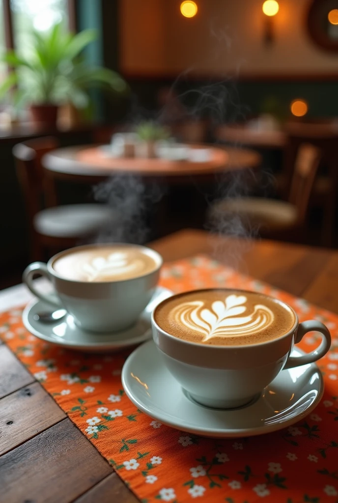 1 Coffee with whipped cream、１Cafe au lait with rabbit latte art