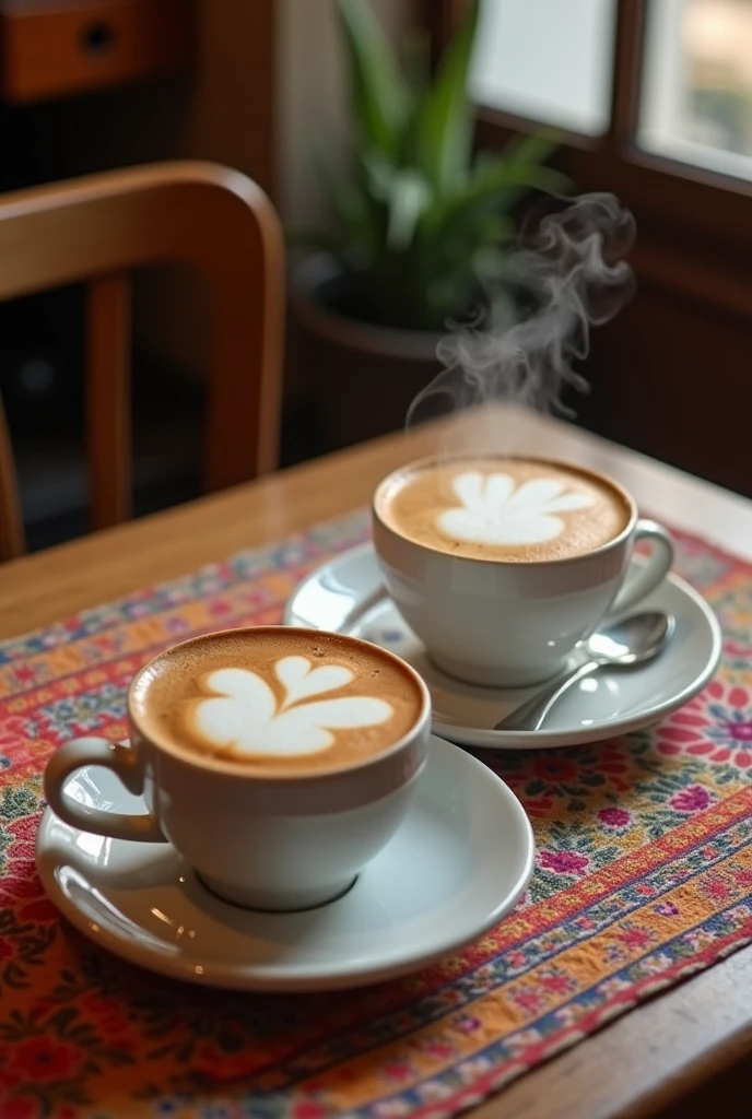 1 Coffee with whipped cream、1Cafe au lait with rabbit latte art