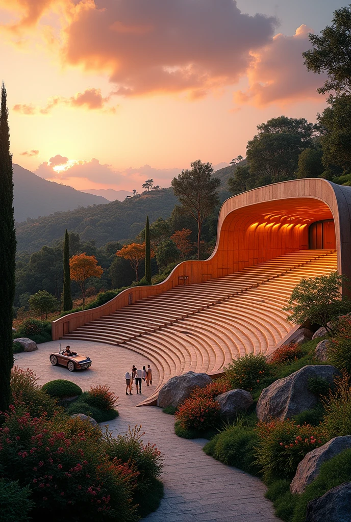 (realism) Create a modern amphitheater backdrop 