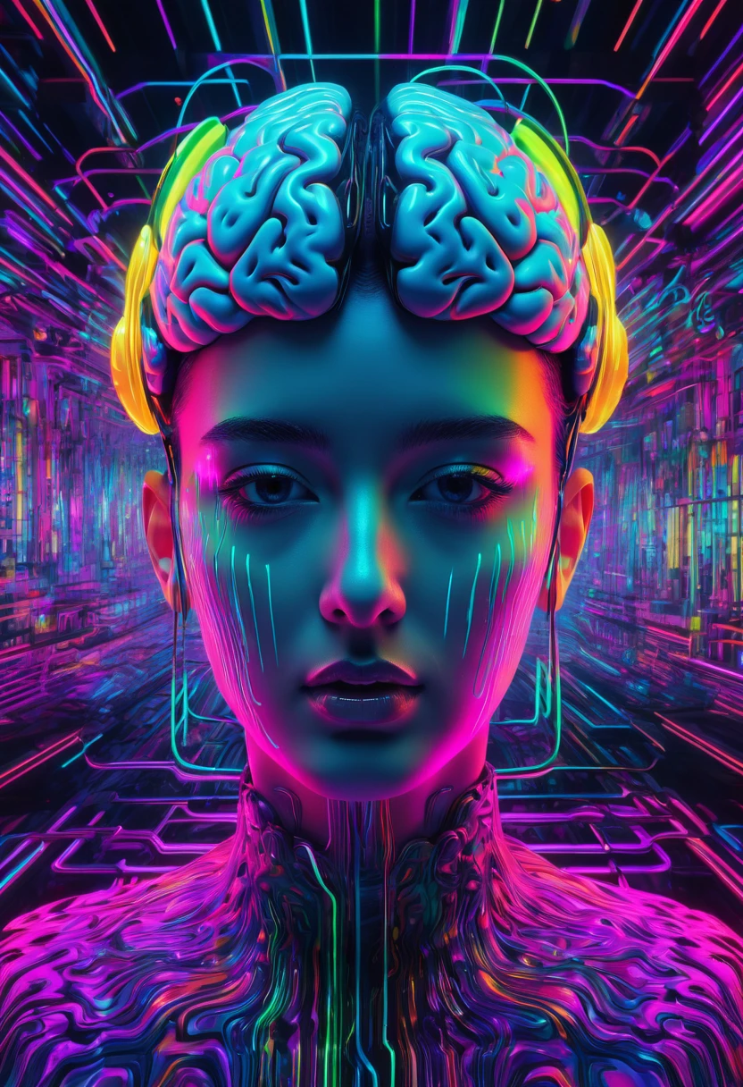 meme, surreal, digital art, brain waves, information flow, cultural transmission, subconscious, abstract pattern, psychedelic, neon colors, glitch art, cyberpunk, cinematic lighting, hyper detailed, 8k, photorealistic, volumetric, ray traced, studio lighting, vibrant colors, psychedelic elements, viral content, social media, cultural phenomenon