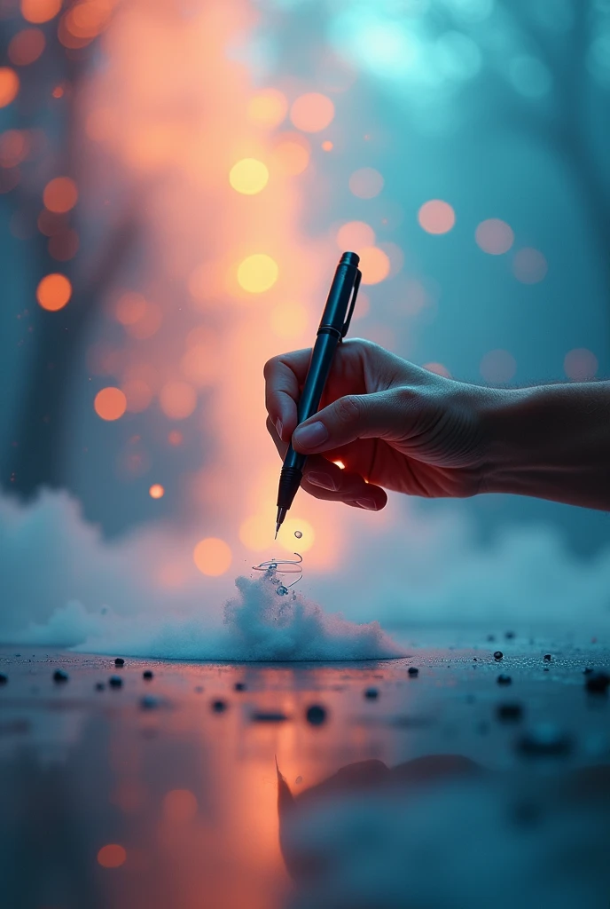 A sequence of images showing the trajectory of pen spinning, including the hand, in a continuous photo style.