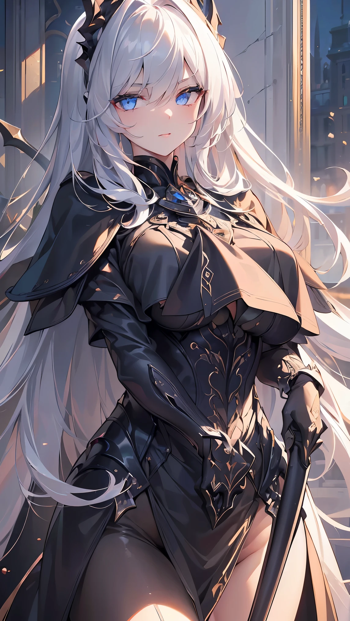 ((best quality)), ((masterpiece)), (detailed), perfect face, ((Best quality, 8k, Masterpiece: 1.3)), Sharp focus, Highly detailed face and skin texture, Detailed eyes, detailed fingers, Goddess, black dress, big scythe, Grim Reaper, Black Cape, Goddess in the mist, Light rises from the feet