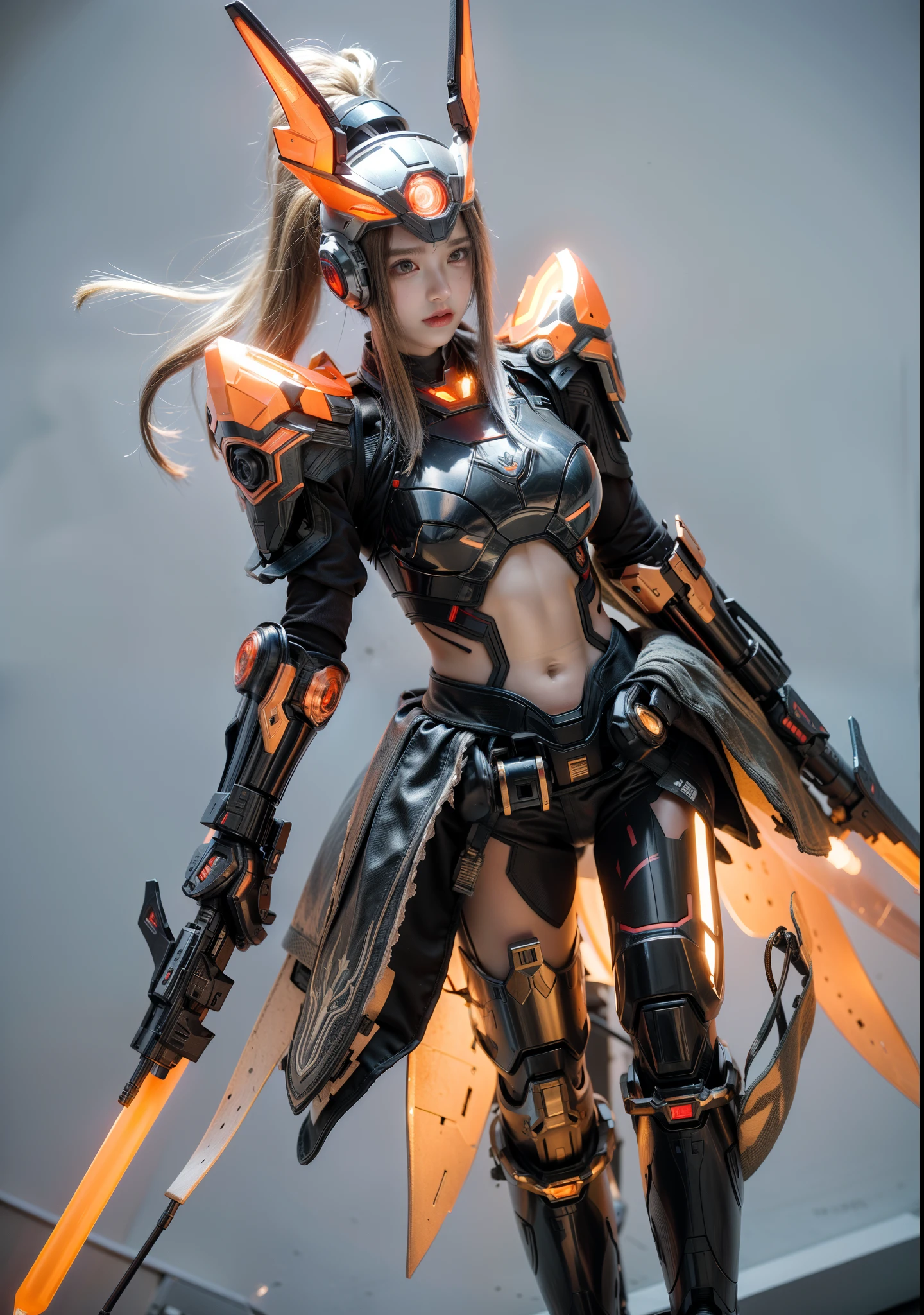 Futuristic high-tech style,best quality,Fairy Skin,(every time :1.2),eternal,Very detailed,Practical,high quality,Light,Light线追踪,Ultra HD,Upper Body, Future Iron Man Mech,shooting,Battery,Transmitter,Large caliber artillery,Rostlan 8K,Armored Girl,Wearing a cyberpunk technology helmet,星际战甲helmet,With breathing Light,The armor of the future shines,Armed Cannon,High-tech armor,helmet,Mechanical,Full body mechanical body,Mechanical arm