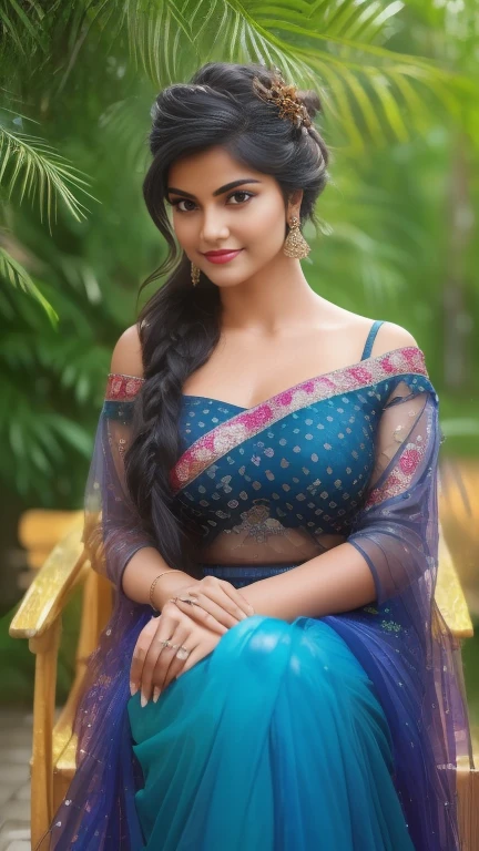 (masterpiece)((disheveled hair:1.2),( beautiful detailed eyes:1.1), Indian girl (wearing casual t_shirt ,street background, Bokeh, medium round breast , side pose looking at viewer,long hair , hair bun,wet clothes, rainy season,heavy rain shower , enjoying rain, happy, big cheeks ,Outdoor image of 21yo in school school photo in school masterpiece, (photorealistic:1.7), best quality, beautiful lighting, Eleanor Latino Woman 20yo Old Big Breasts Plus Size Model random colour beautiful eyes extremely high Bun long extreme curly hair Lifts wearing Indian flowers ethnic elegance princess saree salwar kameez. Flowers on hair (Persian princess)),off shoulder ,bra, Indian attire ,ultra realistic skin Best quality, masterpiece, Beautiful, young indian woman, teacher, college, looking straight at viewer, wearing elegant dark full sleeve top and long skirt, college classroom, sitting on chair, professionalism, teen age, detailed face, detailed body, symmetric face, cute face, dynamic pose, perfect anatomy, holding books with hands, photorealistic, curvy body, braid hair, 8k, ultra realistic, blackboard background, ambient occlusion(((Stunningly Beautiful persian Princesss ))), elegant blue black updo hair, sweet smile, Beautiful bride posing under a fairy tale arch of exotic magical flowers, looking back,elaborate scene style, crystal glass lattice, glitter, transparent embroidered lace, realistic style, 8k,exposure blend, medium shot, bokeh, (hdr:1.4), (cinematic), ( dark tones:1.3), (hyperdetailed:1.2),Realism,1 girl,girl wearing indian saree(dressed in transparent saree)(wearing glitter graphics jewelry)big ,Sexy medium Breast,nipple,bright light ,long_hair, Bokeh ,nsfw , indian ,tree branch, colourfull ,undersized bra,princess dress,lehenga choli((transparent dress))