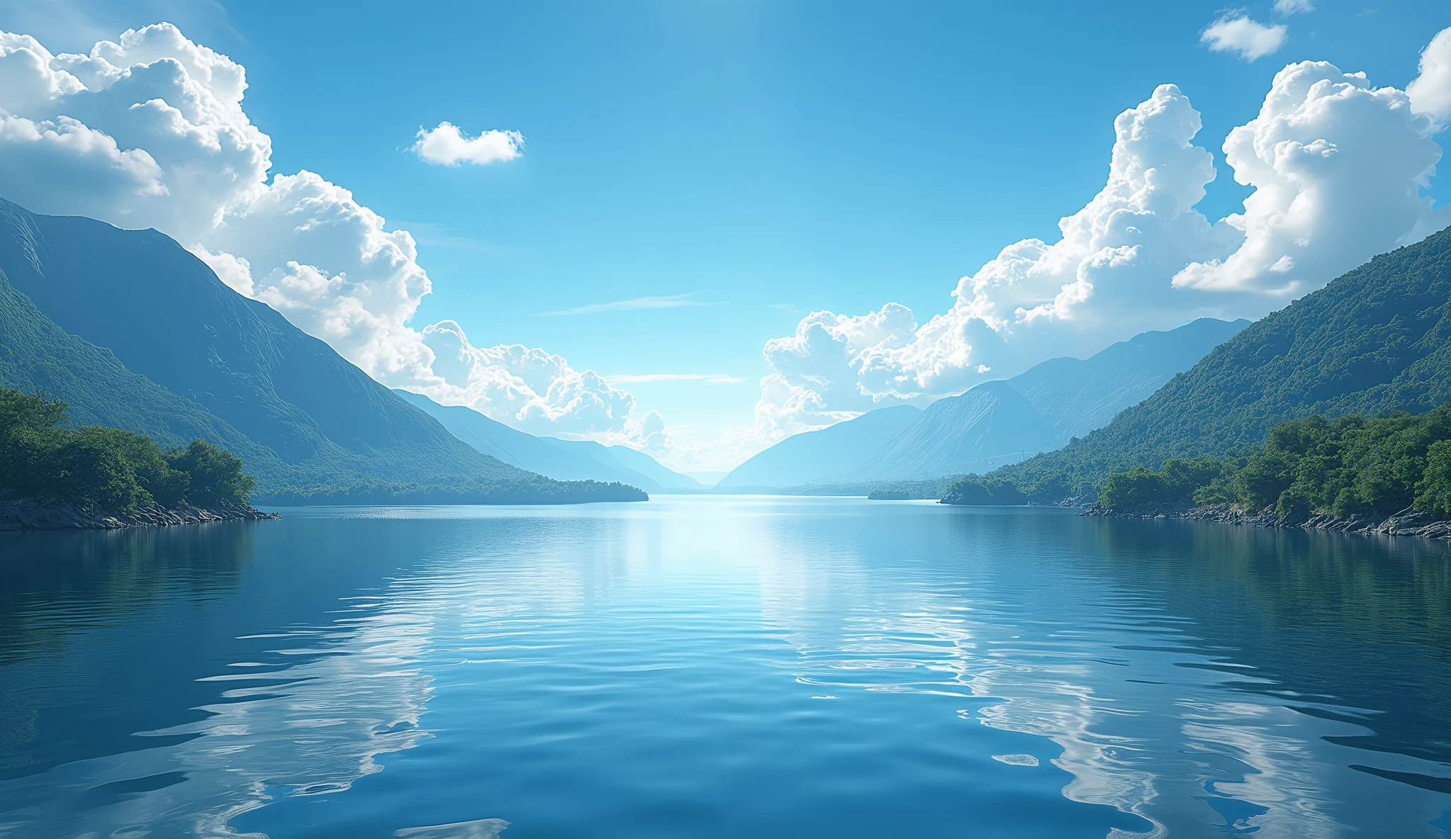 (masterpiece:1.2,Highest quality,Ultra-high resolution,Very detailed,Realistic,RAW Photos:1.2,Elaborate photos),8k,wallpaper,(Ray Tracing),Japan,(Majestic river,Beautiful water surface,Diffuse reflection of light),A photo that embodies the flow of clouds and water,The scene feels peaceful and refreshing,