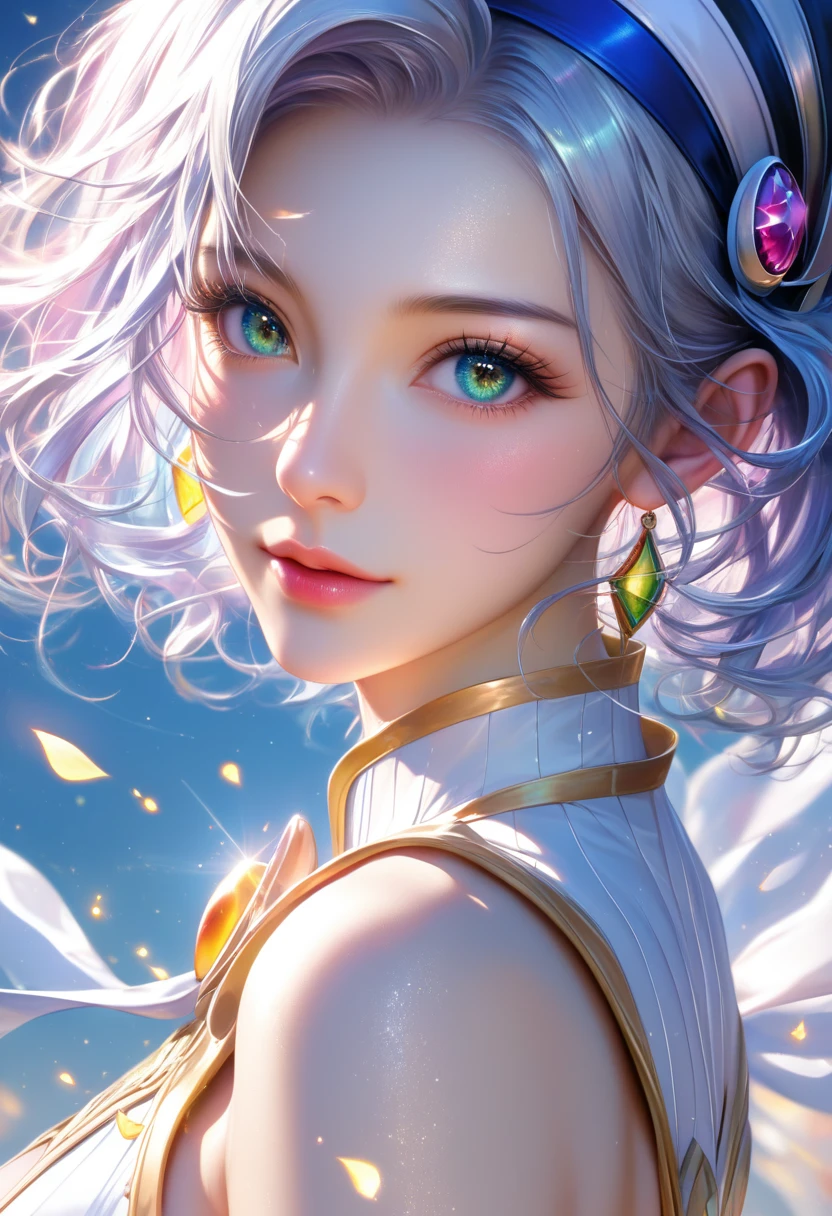 score_9, score_8_superior, score_7_superior,Beautiful anime goddess face close-up,(masterpiece, Highest quality, Highest quality, Official Art, beautifully、beautiful:1.2), (One person), Very detailed, (Fractal Art:1.3), delicate, Most detailed, Perfect Face, superior半身, High resolution, (White costume, Golden embroidery:1.2), Milky Way,,Magical Patterns, Impressive visuals, (Dynamic Stripes, Light trail:1.2), Vibrant colors, Silver Hair,編みsuperiorげアップスタイル,Realistic skin texture, Detailed Images, close-superior,Star Magician,Fantasy Princess