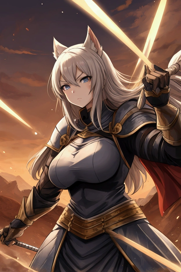 Woman strong face warrior anime knight costume