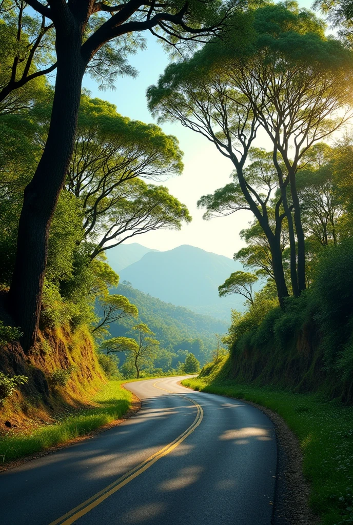 Indian beautiful hill highway trees besides.