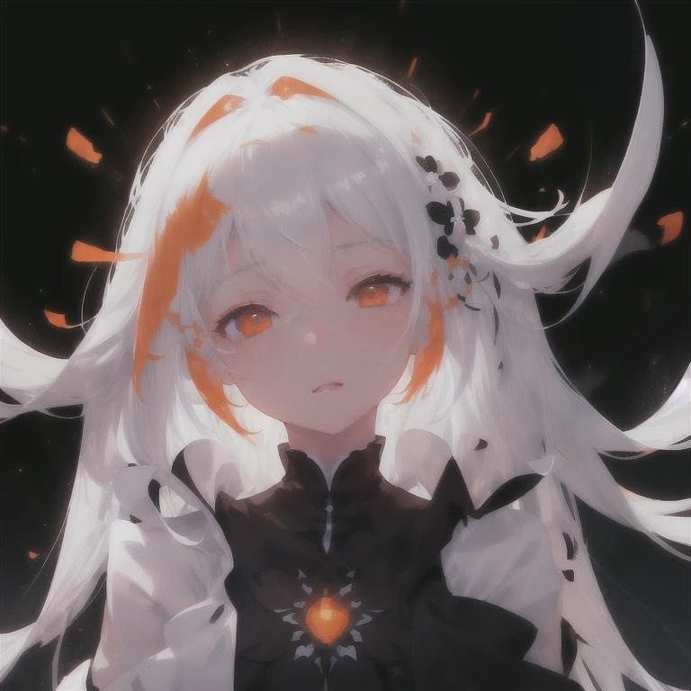 (White background:1.4),(Silhouette of a girl's head, Close eyes, multi-colored long hair, ), Bright Orange Eyes, flowers on hair,( Smart Design, Sharp lines, High sharpness,top quality, very detailed, masterpiece, lighting effects in cinema, 4K )pure White background