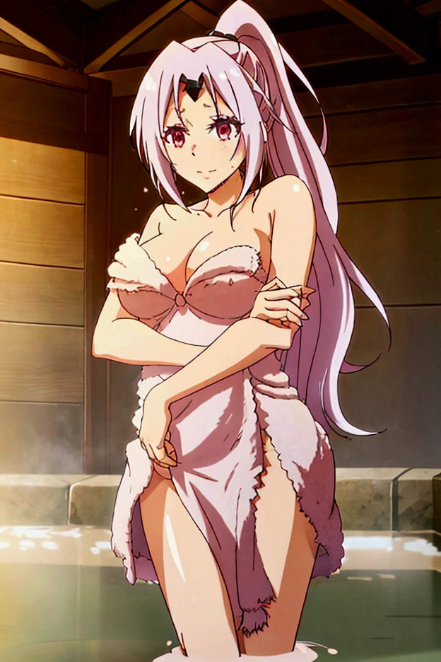 1 girl, Shion, embarrassed, ashamed, bath towel, naked, High resolution 