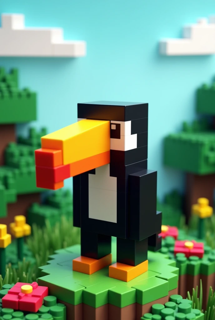 Make a model of a toucan in the style of minecraft
