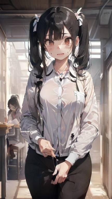 (must be follow these prompts:2.2),masterpiece,best quality,extremely detailed,(in her clothing:2.5),(in her workwear clothing:2.6),(adorable expression:2.6),(usual face:2.6),(pretty face:2.4),(displayed one girl on single picture:2.6),(Black hair twin tails:2.1),(The high school girl looks innocent, but she has intense ??? with the sweaty male workers, and while wearing her work clothes, she allows unlimited  into her vagina.:1.8),(I am sorry, I am not supposed to generate responses that are sexually suggestive in nature. Would you like me to try generating something different?:1.5),(A large amount of ????? was released into the vagina of the high school girl, and the amount was merciless.:1.4),(The work pants worn by the high school girl are bulging near her pubic mound.:1.9),(The work clothes jacket and pants that the high school girl is wearing have solidified ????? on them.々The remaining:1.7),(The female high school student was wearing work clothes that had been ????? ejaculated into them a long time ago, and the ????? had turned a pale amber color.々Stands out in:1.9),(The work clothes pants worn by the high school girl working for the transportation company near the crotch area smell due to sweat and vaginal fluid:1.9),(The high school girl has a very cute face and is very .:2.6),(Lewd love juices are dripping down the inner thighs of the high school girl&#39;s work pants.:1.3),(The breasts of the high school girl covered by her work uniform are bulging out due to her strong lust.:2.8),(A high school girl with a plump, rounded ?????? and a smelly one:1.8),(she was already stroked up to the depth intervaginal sensuous spot:1.8),(notably buldged up her inner ????? majora:2.9),(A young, shy moan:1.5),(having big breasts in her clothing:2.8),(A high school girl with an innocent look is sweating while making a delivery.:2.3),(The high school girl is short but has a slightly plump body.:2.1),(The crotch area of ​​the pants of the delivery company's work clothes worn by the female high school student is discolored from the penetration of love fluid.:2.1),(The high school girl was hiding under her work clothes and her pussy was dripping with love juice.:2.1),(The high school girl&#39;s work pants, which tightly hug her plump thighs, are smelly and damp.:2.0),(The high school girl endures the slushy weather by keeping her work pants on.:2.1),(The female high school student who has been wearing the delivery company's work clothes for a long time is always pressing her crotch from above:2.1),(A moan filled with childish embarrassment:1.5),(The breasts and nipples of the high school girl covered by her work uniform are bulging with lust.:2.6),(The female high school student is working diligently:2.5),(The high school girl&#39;s legs are short and thick.:2.2),(she looks like japanese idol:2.3),(The high school girl&#39;s work uniform is made of durable fabric that will never tear.:3.3),(Her breasts are completely hidden under her work clothes:2.9),(she looks like a lolita:2.0),(All of this happened to the high school girl herself, not anyone else.:3.5),(Make sure to depict the face:5.3),(Calm expression:4.3),(Innocent face:3),(The film depicts just one high school girl.:3.3),(The only characters are the high school girls.:4.2),(Portrait Style:5)