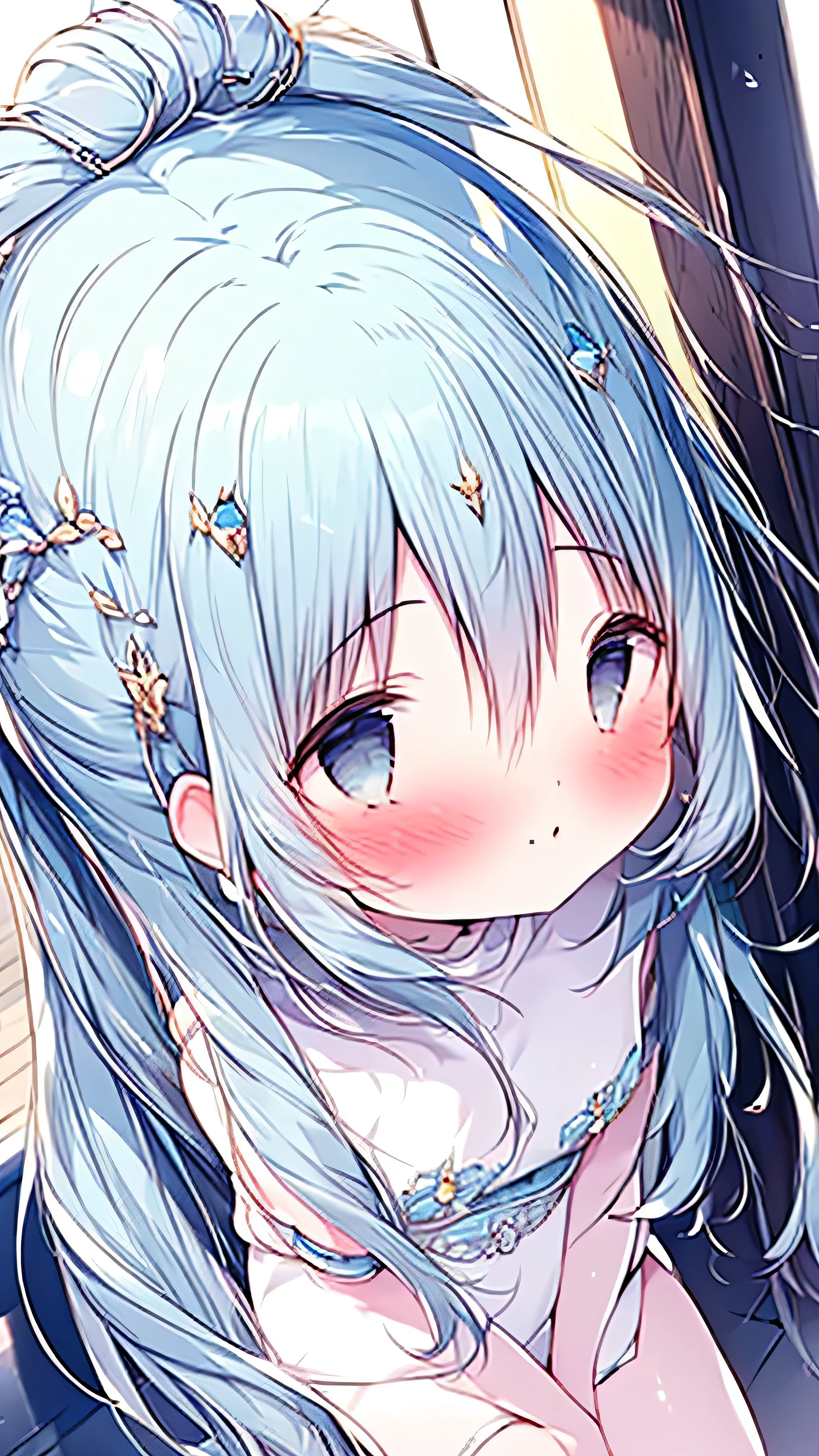 masterpiece, best quality, extremely detailed, (illustration, official art: 1.1), 1 girl, ((light blue long hair))), light blue hair, , long hair ((blush)), cute face, big eyes, masterpiece, best quality, ((a very delicate and beautiful girl))))), amazing, beautiful detailed eyes, blunt bangs ((((little delicate girl)))), tareme, long hair cute anime faces, detailed light, parted lips, shiny, beautiful detailed face, long hair, pale long hair, smile, looking at viewer, jewelry, lips,
, ailor suit, (Naked:1.1), (Blushing:1.0), Detailed face, Roadside, POV crouching,Expose the inside of your legs,