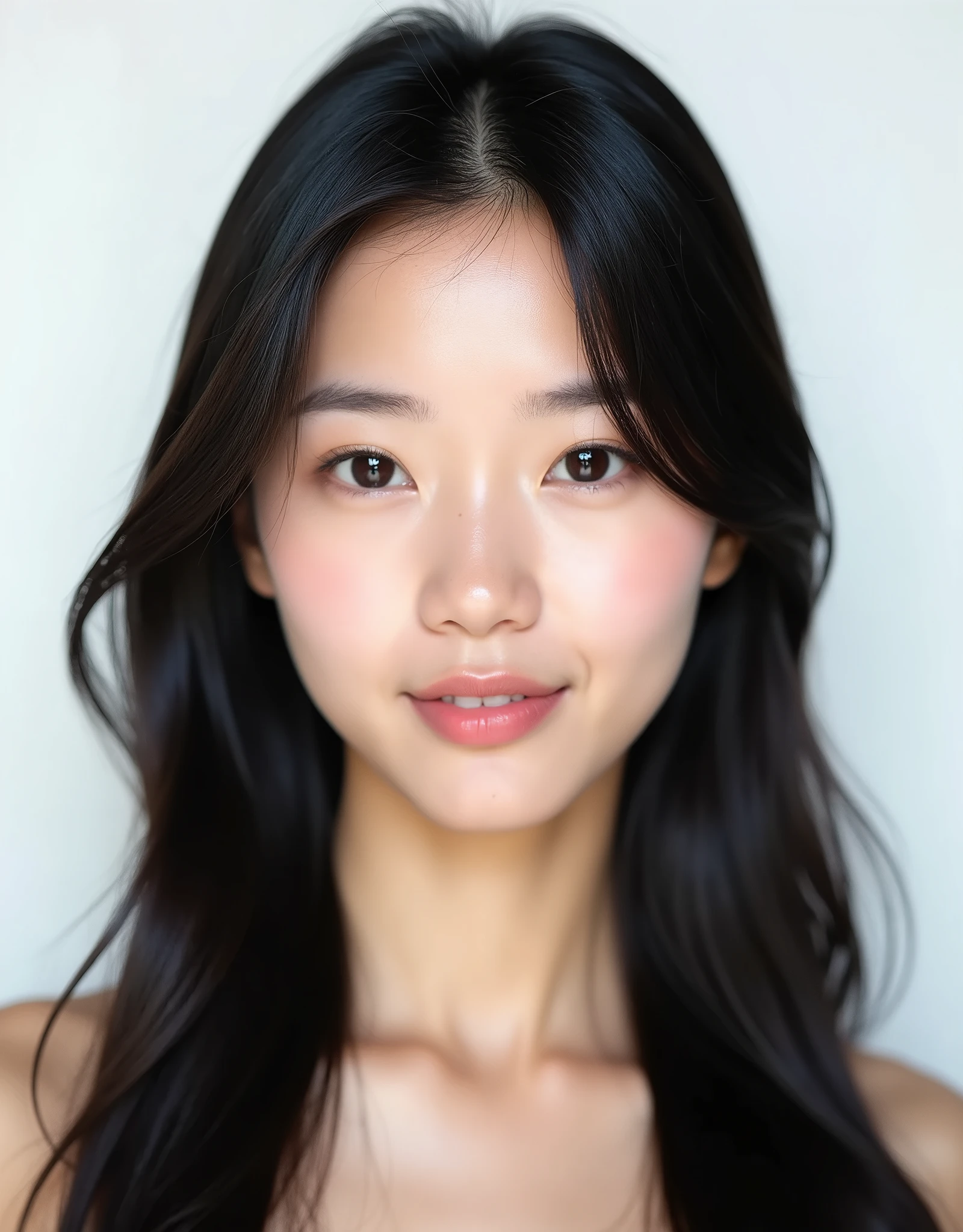 (photorealism:1.2) Portrait beautiful young Asian women with clean fresh skin on white background