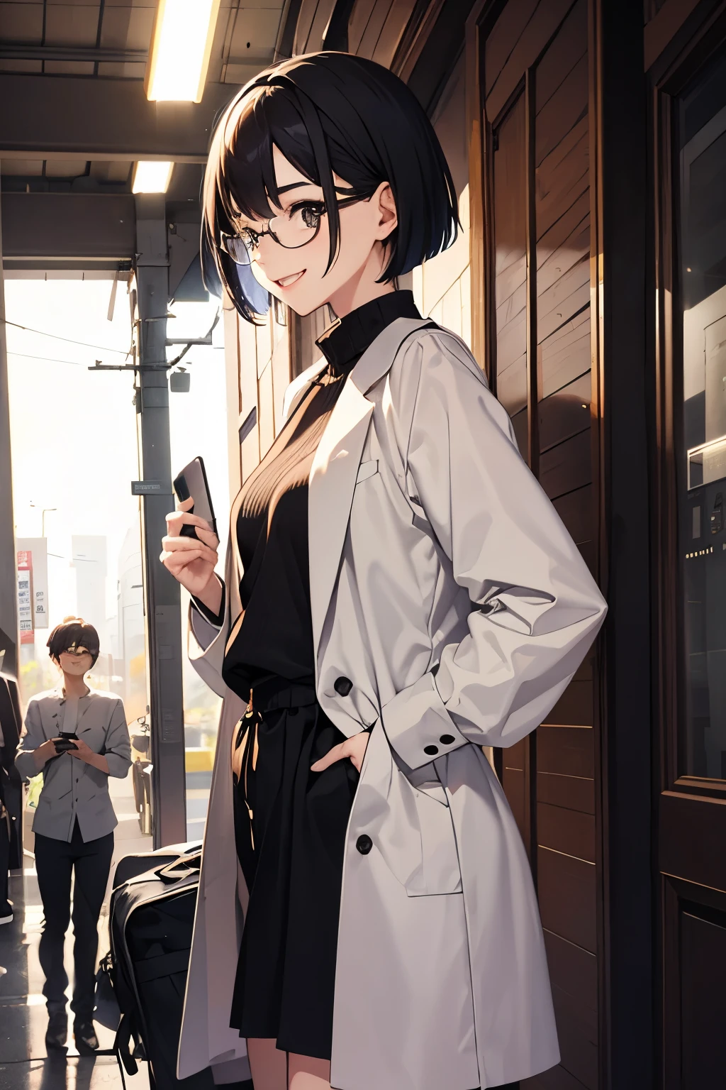 OL、23 years old、slender、Glasses、Beauty、Short Bob、smile、Women's Suits、Full body portrait、((Put your arms behind your back:1.4), Chest Bondage:1.5, Arm binding:1.5, Leg Bondage:1.5, Crotch Bondage:1.2), Wet crotch:1.5, Pee leak, Leaking poop)), ((Embarrassing, Please open your mouth wide)), squat, Spread your legs, Sex toy in panties, Inserting an Object, vibrator, Female masturbation, Beautiful illustrations,