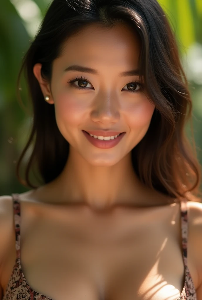 Hot girl big boobs size 44 Asian beauty navel piercing close up