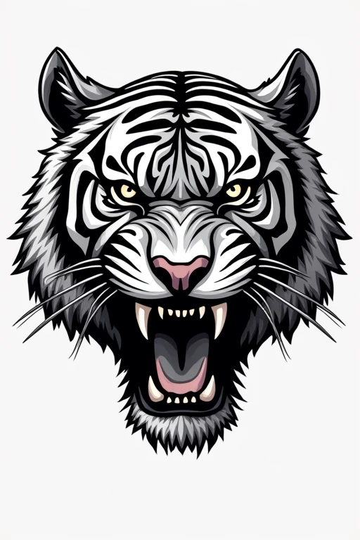 Saber-toothed tiger logo, line art, iron, steel, vecter,3d