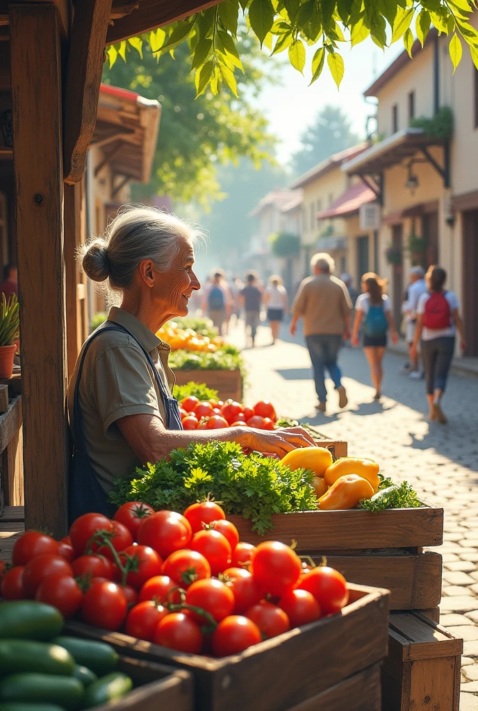 A old lady sell vegetables in street road