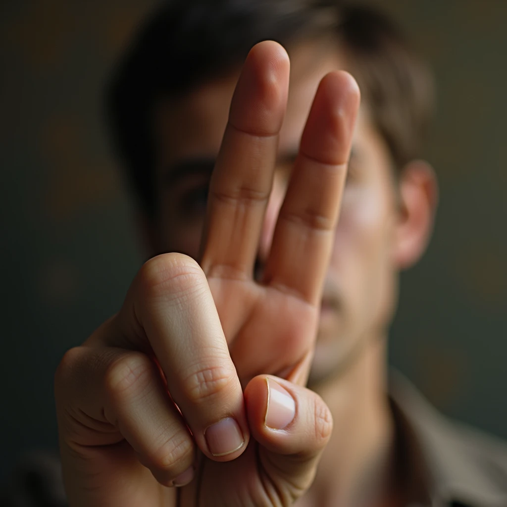 middle finger, close up,