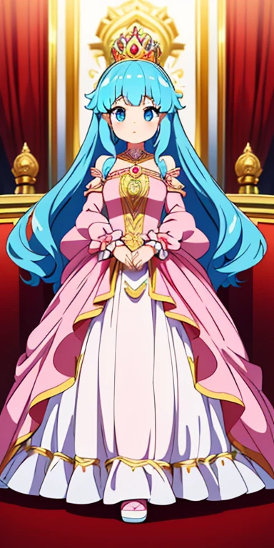 Full body, beautiful eyes , 1 girl , full body , cute girl , anime style , cute eyes , (standing up) , ( Princess trainers are usually dressed in elaborate, regal clothing reminiscent of royalty. They often wear flowing gowns with intricate designs, tiaras, and jewelry that signify their noble status.) , ballgown , puffy ballgown , (princess)