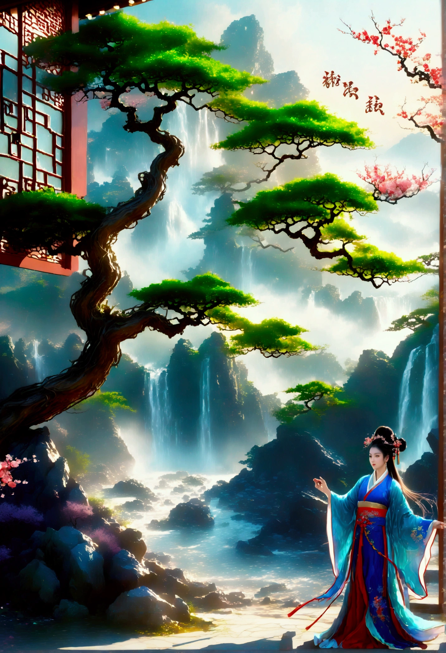 Chinese landscape painting, Jade material, Blue, greenand white color, gold line hook, white backgroundbright colors, natural lighting, best quality, Awardwinning work, blender, (8k,Bright colors,Bright,Ultra high saturation,rgb, Colorful),(High contrast:1.5),(whole body:1.8), magazine photography,Popular on social platforms,((Dopamineism)),(((Dopamine color matching))),Dopamine,(in the style of Y2K),Luo Erchun,Three-dimensional ancient style,Oriental poetry and painting