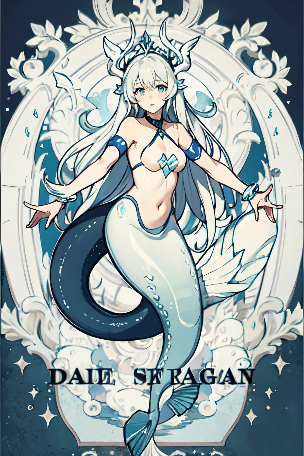 A mermaid with a blue tail and a white coat, Concept art by Kamagurka, pixiv Contest Winner, Sequential Art, artstation On pixivトレンド, Marine Siren, On pixiv, Digital art on Pixiv, Popular on pixiv, On pixiv Top Rated, Goddess of the Sea, Goddess of the Sea, pixiv daily ranking