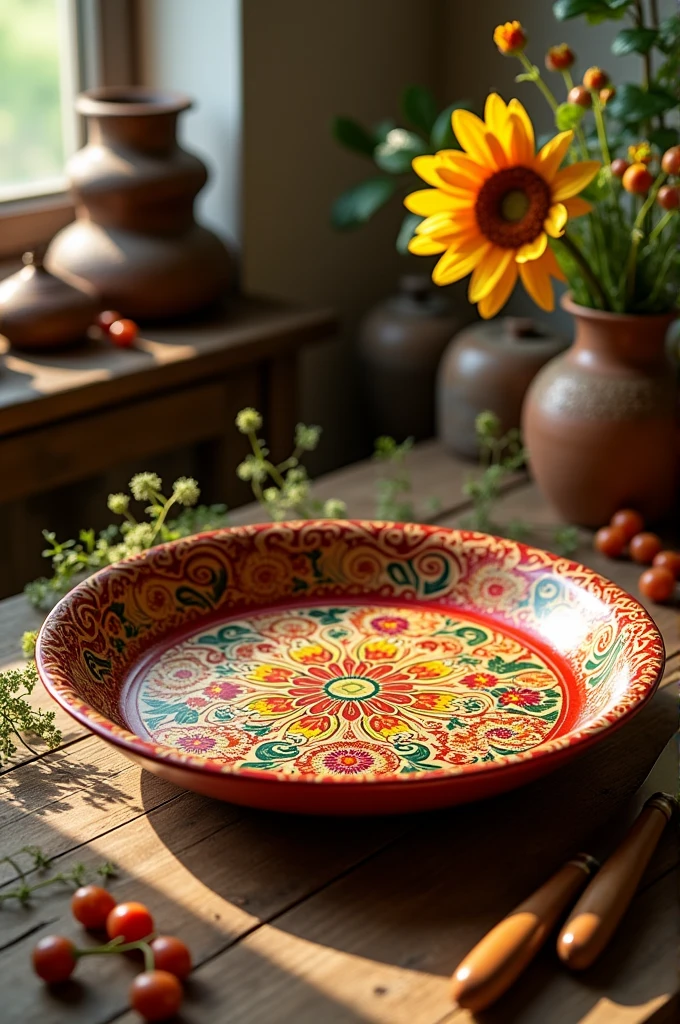Khokhloma-painted tray