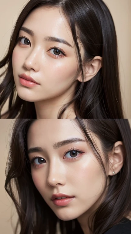 Highest quality)、(Realistic、Realistic)、 one person's、一人in、whole body、(positive:1.3) Perfect hands、look up_in_Audience、 White shirt、 Inside the room、evening、Poolside watching the sunset pool in luxury hotels、painted face、Toned body、最高のsmile、Long curly hair of light brown color,((Big Breasts, Cleavage:Shiny black patterned bikini:1.3)), (Camel Toe),23 years old、Nogizaka Idol、actress、whole body、Burning idol pose,Put your arms behind your back,Raise your arms,smile、