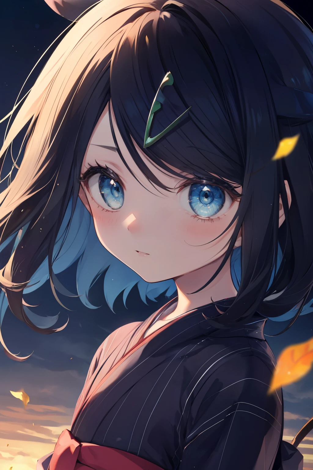 (masterpiece, Highest quality, 8K ultra-high resolution:1.4), Pokemon Riko, (yukata, night: 1.4), Beautiful Eyes, Close-up of face, Written boundary depth, Dramatic portrayal, Focus of the film, From a dramatic angle, Emotional composition, Emotional engine full throttle BREAK Young and cute, Slender body, Flat Chest, Highly detailed glossy skin,Sweat,  完璧なPokemon Riko
, Wind, detailed in the Wind, petals dancing in the Wind
BREAK
ultra detailed crystal eyes, Eyes like shining jewels