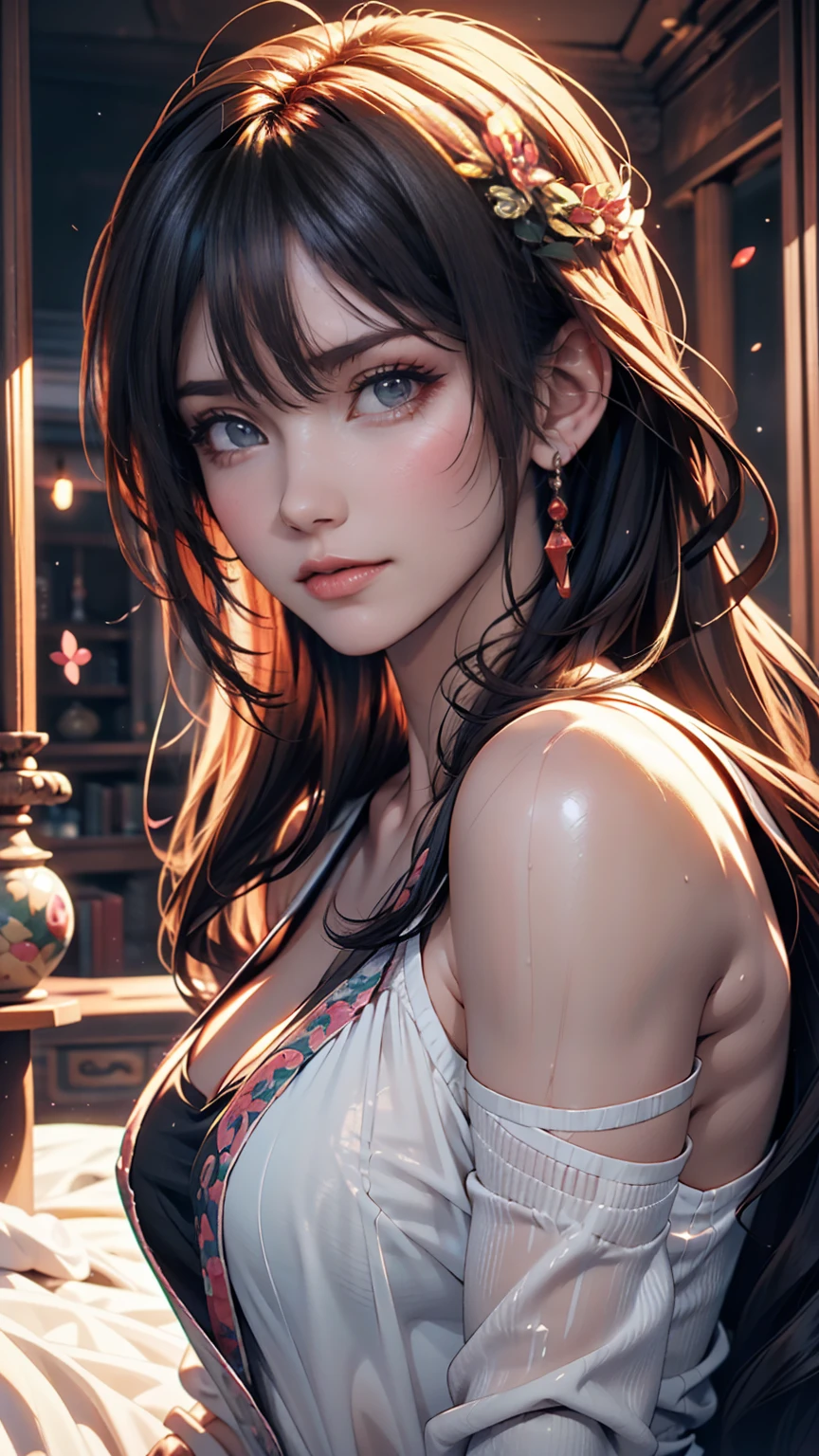 Arabic style image of a woman with long hair and a black top, 3 d anime Realistic, photoRealistic anime girl render, 8K Portrait Rendering, Realistic anime 3 d style, Smooth anime CG art, Realistic young anime girl, Realistic. Chen Yi, photoRealistic anime, beautiful Realistic face, hyper Realistic anime, Stunning Anime Face Portraits, Realistic beautiful face