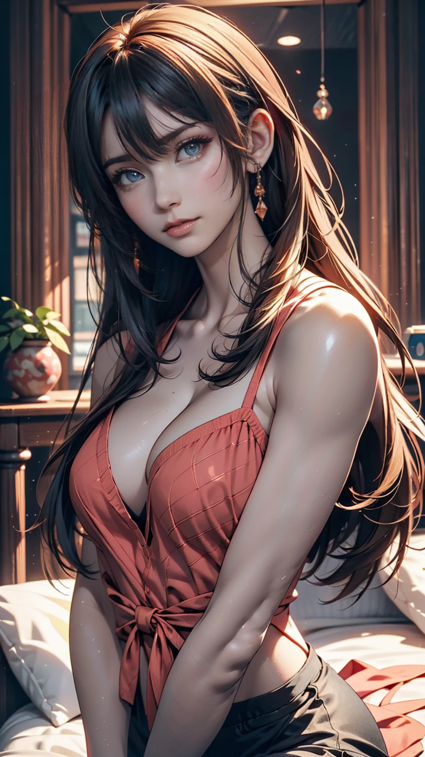 Arabic style image of a woman with long hair and a black top, 3 d anime Realistic, photoRealistic anime girl render, 8K Portrait Rendering, Realistic anime 3 d style, Smooth anime CG art, Realistic young anime girl, Realistic. Chen Yi, photoRealistic anime, beautiful Realistic face, hyper Realistic anime, Stunning Anime Face Portraits, Realistic beautiful face