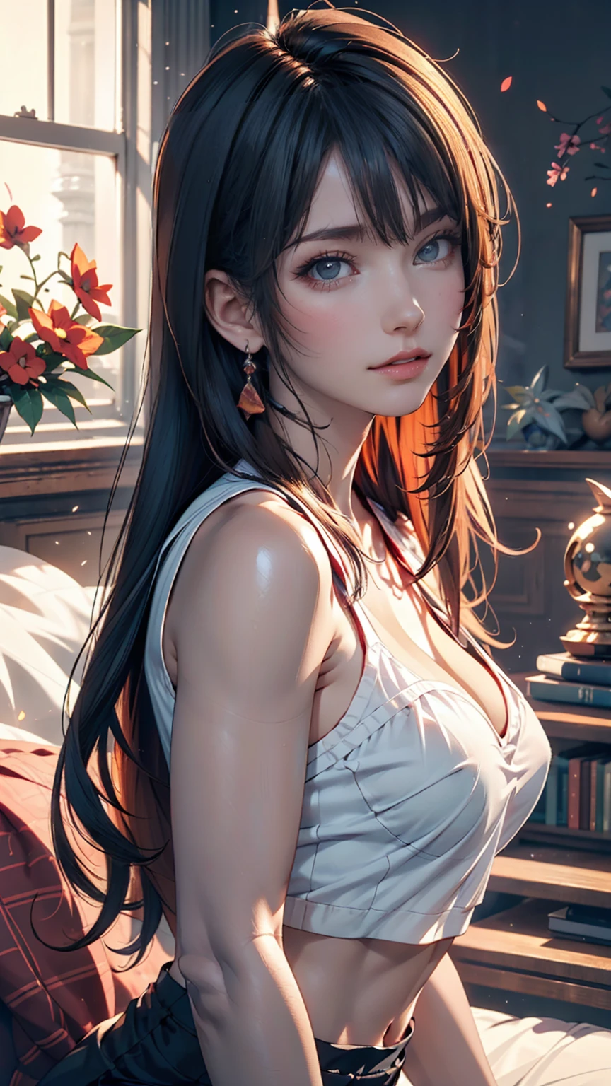 Arabic style image of a woman with long hair and a black top, 3 d anime Realistic, photoRealistic anime girl render, 8K Portrait Rendering, Realistic anime 3 d style, Smooth anime CG art, Realistic young anime girl, Realistic. Chen Yi, photoRealistic anime, beautiful Realistic face, hyper Realistic anime, Stunning Anime Face Portraits, Realistic beautiful face